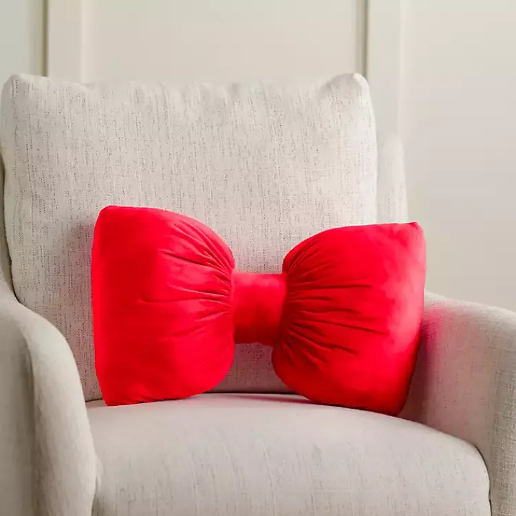 Pillows>Kirklands Home Holiday Bow Shaped Pillow Red