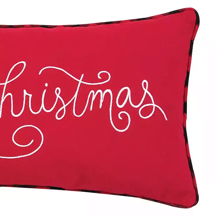 Christmas Pillows>Kirklands Home Red Merry Christmas Cursive Lumbar Pillow