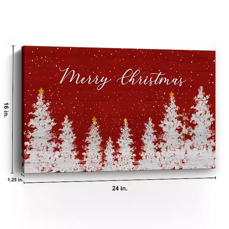 Christmas Art & Wall Decor>Kirklands Home Red Merry Christmas Forest Canvas Art Print, 16x24