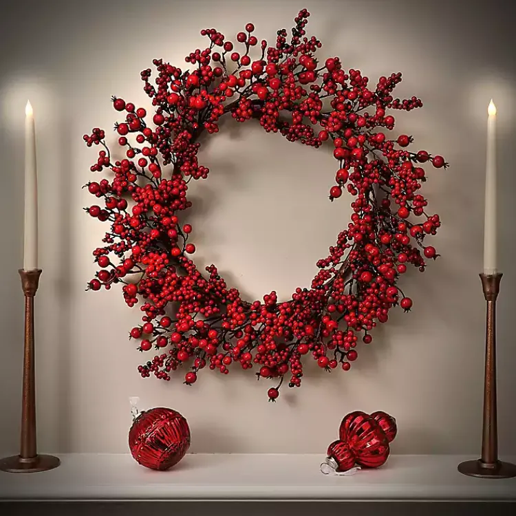 Christmas Wreaths>Kirklands Home New England Berry Wreath Red