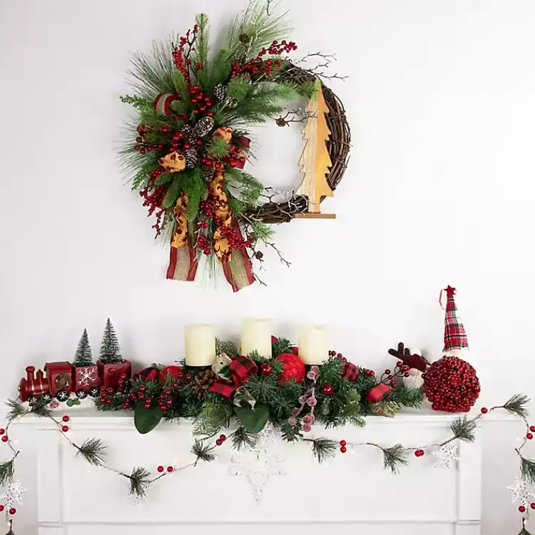 Christmas Decorations>Kirklands Home Train Decoration with LED Trees Red