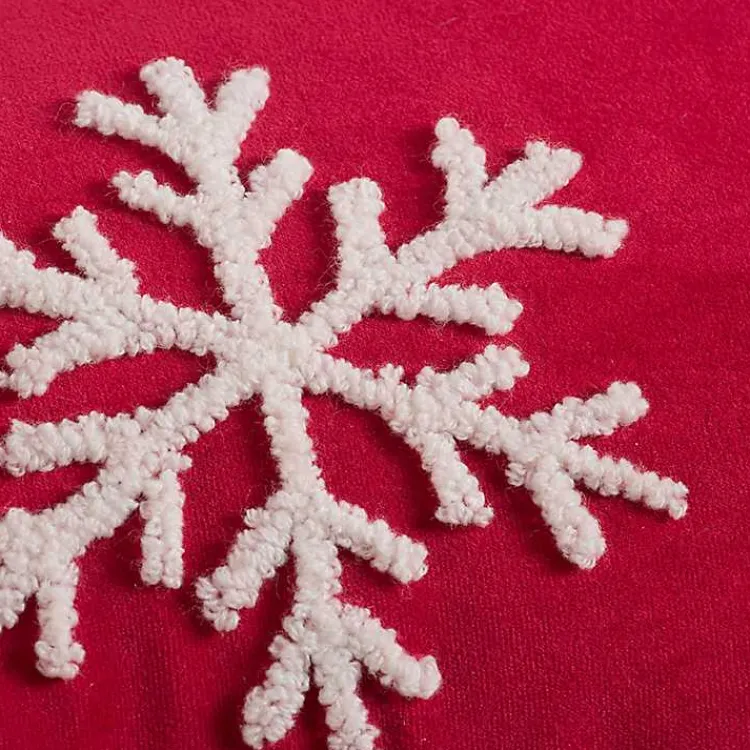 Christmas Pillows>Kirklands Home Red Velvet Joy Snowflake Lumbar Pillow