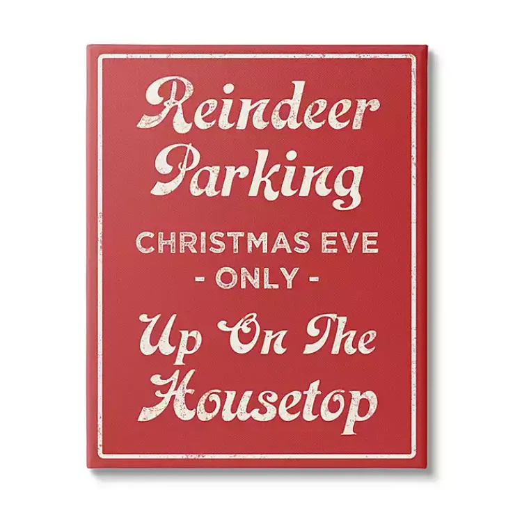 Christmas Art & Wall Decor>Kirklands Home Reindeer Parking Canvas Wall Plaque