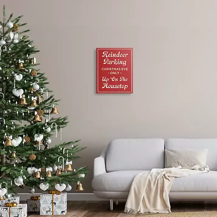 Christmas Art & Wall Decor>Kirklands Home Reindeer Parking Canvas Wall Plaque