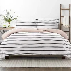 Kirklands Home Rose Pink Echo Stripe 3-pc. Queen Duvet Cover Set New