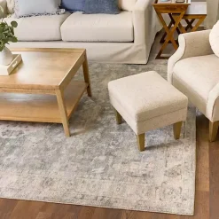 Kirklands Home Rosette Dusty Aqua Area Rug, 5x7 New
