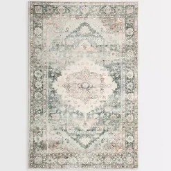 Kirklands Home Rosette Green and Ivory Area Rug, 5x7 Sale