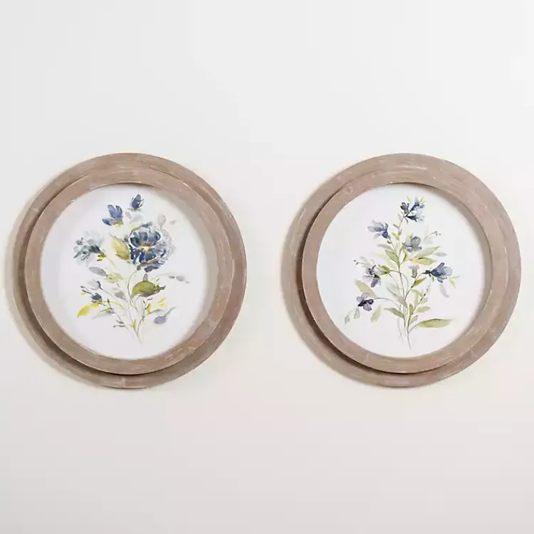 Kirklands Home Round Blue Florals I Framed Art Print Discount