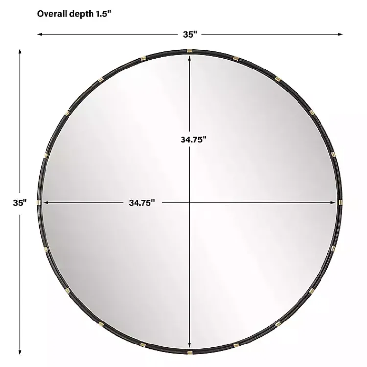 Kirklands Home Round Dark Bronze and Gold Wall Mirror Clearance
