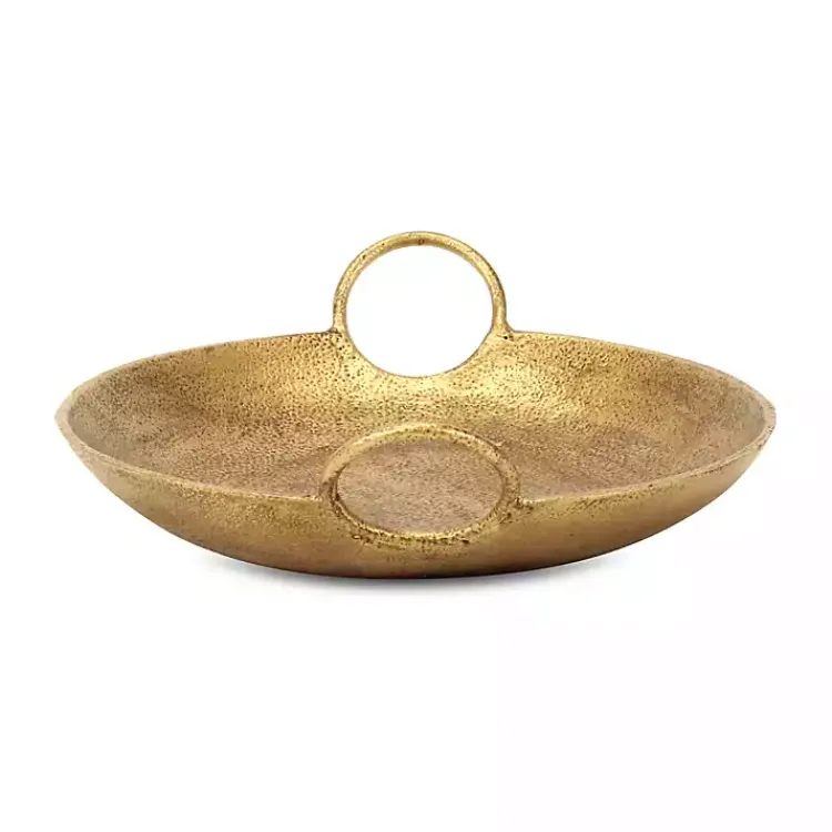 Decorative Bowls & Jars>Kirklands Home Round Cast Iron Dish with Handles Gold
