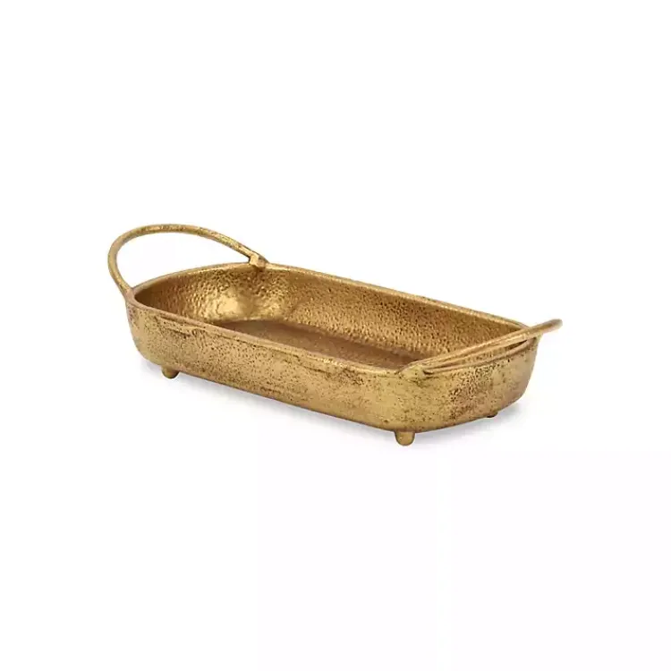 Decorative Trays>Kirklands Home Rounded Rectangle Cast Iron Dish Gold