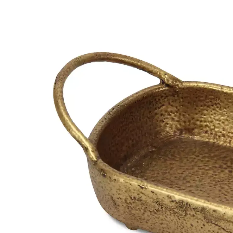 Decorative Trays>Kirklands Home Rounded Rectangle Cast Iron Dish Gold