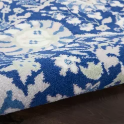 Kirklands Home Royal Blue Floral Motif Area Rug, 7x10 Best