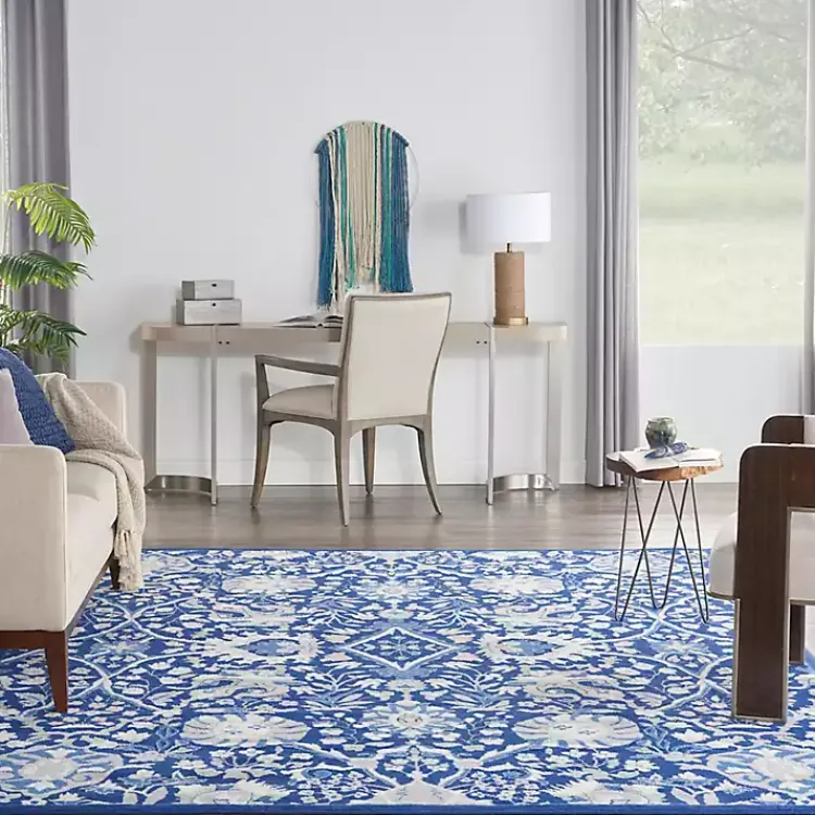Kirklands Home Royal Blue Floral Motif Area Rug, 7x10 Best