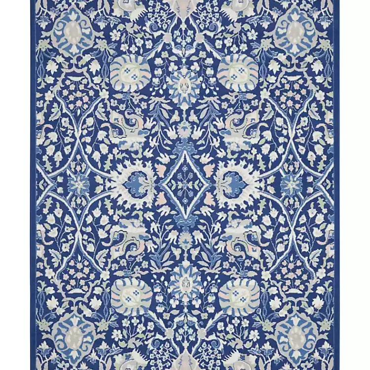 Kirklands Home Royal Blue Floral Motif Area Rug, 8x10 Clearance