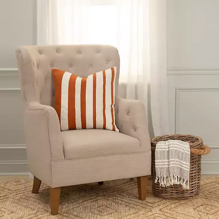 Pillows>Kirklands Home Rust and Ivory Ozzy Striped Pillow