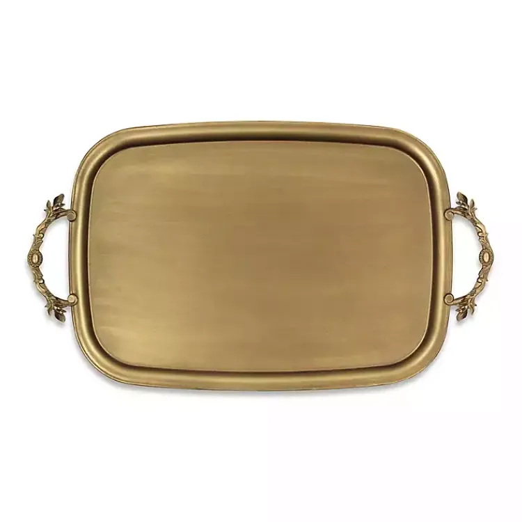 Decorative Trays>Kirklands Home Rustic Metal Decorative Tray Gold