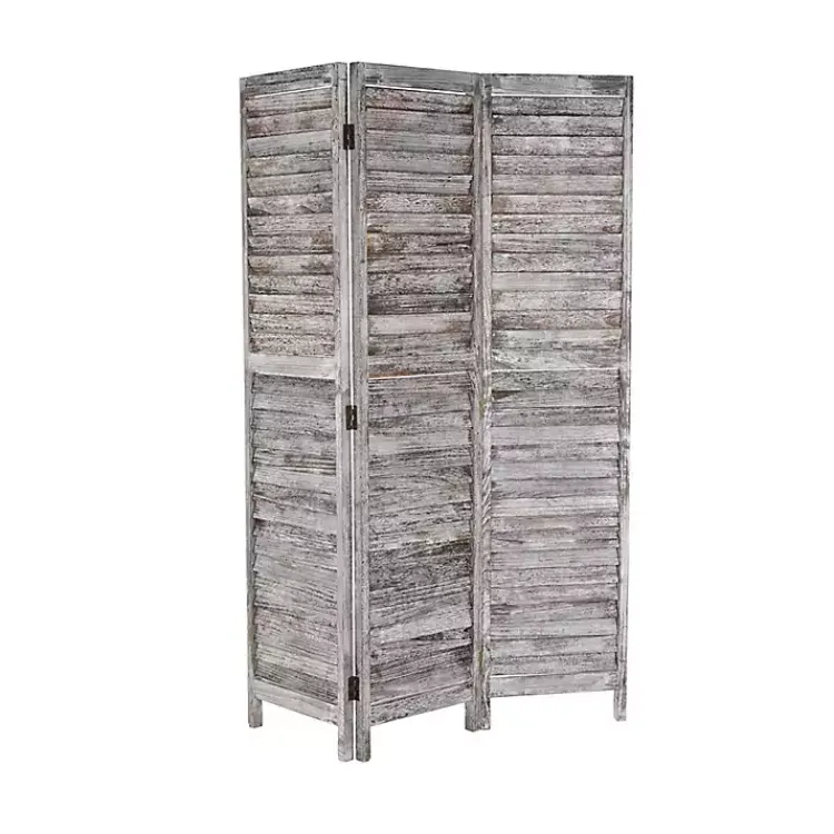 Decorative Accents>Kirklands Home Rustic Shutter Trifold Room Divider Gray
