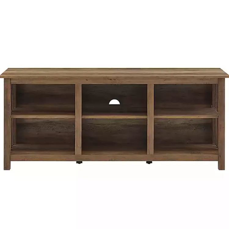 Kirklands Home Rustic Oak Wood Slatted Sides Media Cabinet Brown Discount