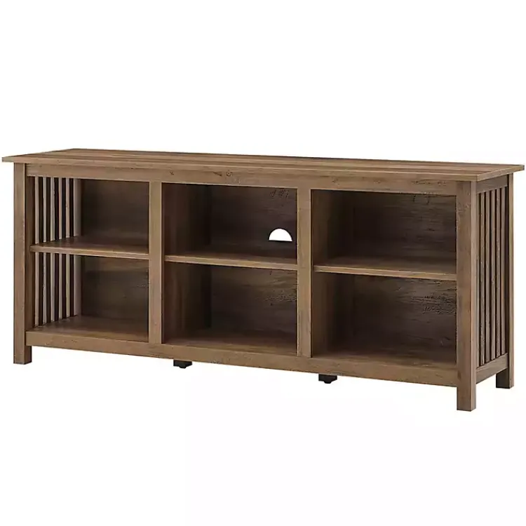 Kirklands Home Rustic Oak Wood Slatted Sides Media Cabinet Brown Discount