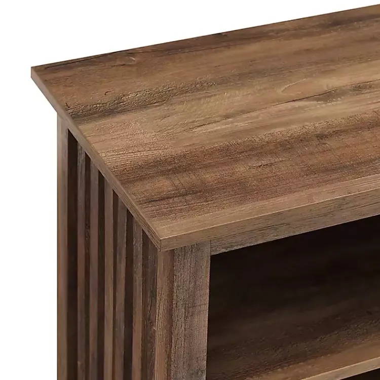 Kirklands Home Rustic Oak Wood Slatted Sides Media Cabinet Brown Discount