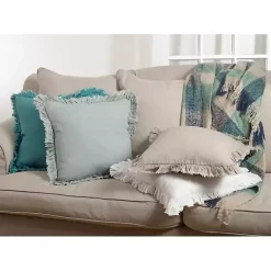 Pillows>Kirklands Home Rustic Teal Ruffled Edge Throw Pillow Blue