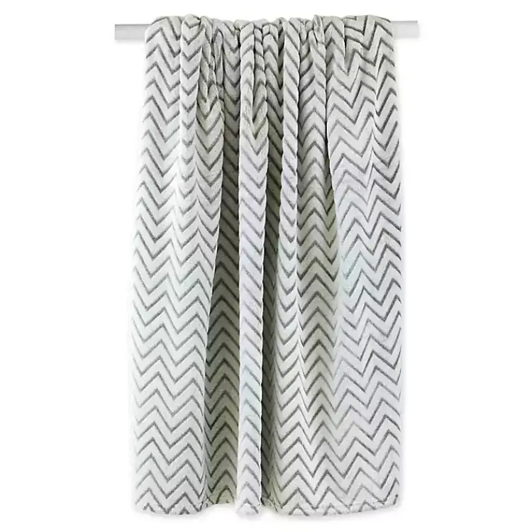 Blankets & Throws>Kirklands Home Sage Chevron Plush Throw Green