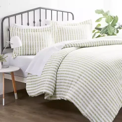 Kirklands Home Sage Rugged Stripes Puffed Twin 3-pc. Duvet Set Sale