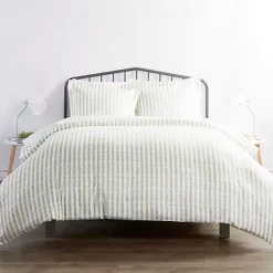 Kirklands Home Sage Rugged Stripes Puffed Twin 3-pc. Duvet Set Sale