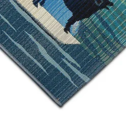 Kirklands Home Sailboat Dogs Indoor/Outdoor Runner, 1x4 Blue New