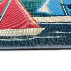 Kirklands Home Sailboat Dogs Indoor/Outdoor Runner, 1x4 Blue New