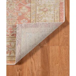 Kirklands Home Salmon Vintage Border Area Rug, 8x11 Pink New