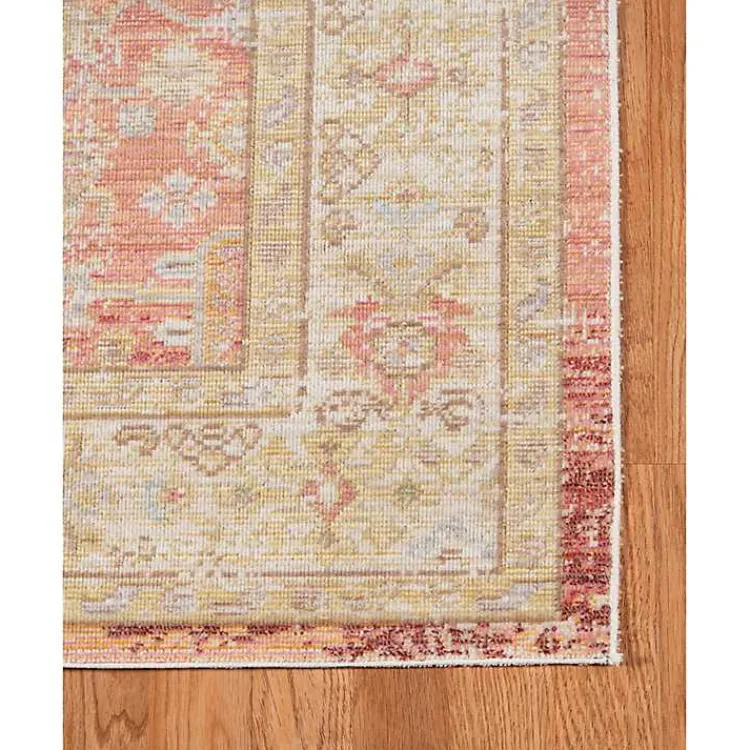 Kirklands Home Salmon Vintage Border Area Rug, 8x11 Pink New