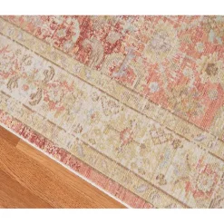 Kirklands Home Salmon Vintage Border Area Rug, 8x11 Pink New