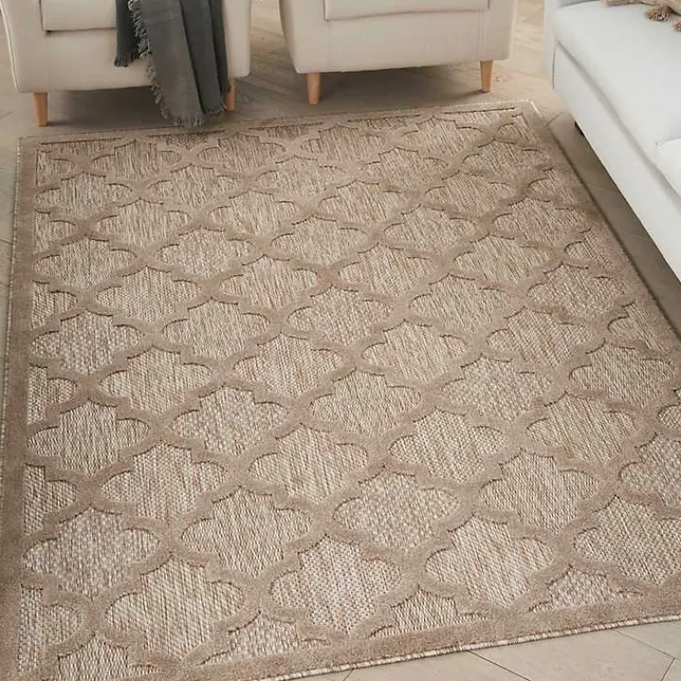 Kirklands Home Sandstone Natural Trellis Outdoor Area Rug, 4x6