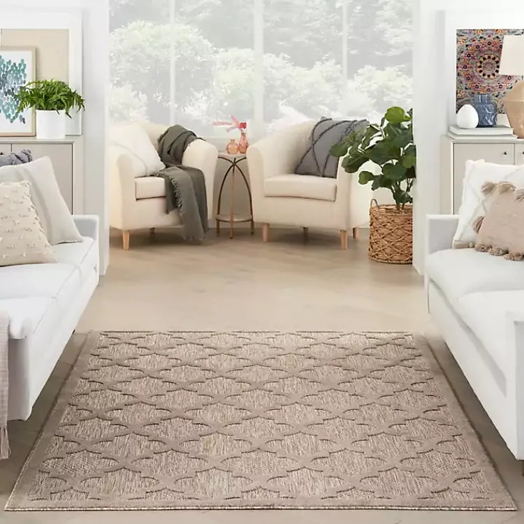 Kirklands Home Sandstone Natural Trellis Outdoor Area Rug, 4x6