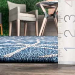 Kirklands Home Sanford Blue Geometric Shapes Outdoor Rug, 5x8 New