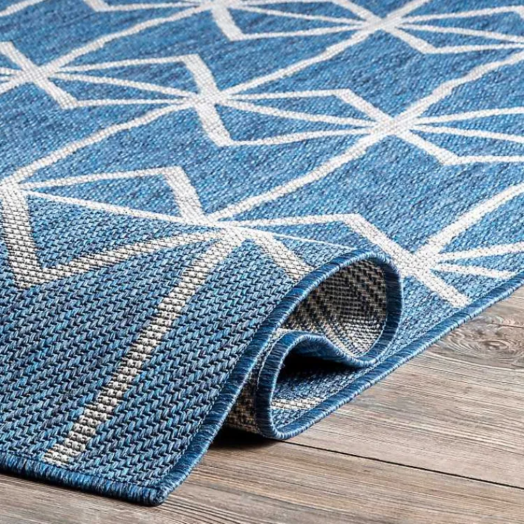 Kirklands Home Sanford Blue Geometric Shapes Outdoor Rug, 8x10 Sale
