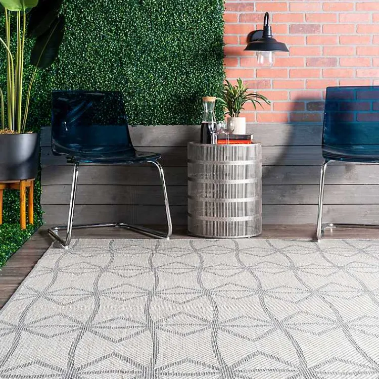 Kirklands Home Sanford Light Geometric Outdoor Rug, 5x8 Gray Clearance