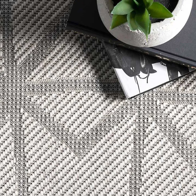 Kirklands Home Sanford Light Geometric Outdoor Rug, 5x8 Gray Clearance