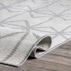 Kirklands Home Sanford Light Geometric Outdoor Rug, 5x8 Gray Clearance