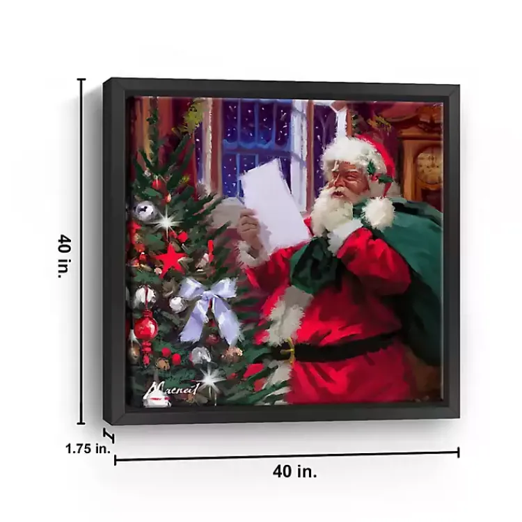 Christmas Art & Wall Decor>Kirklands Home Santa Claus' List Framed Canvas Art Print