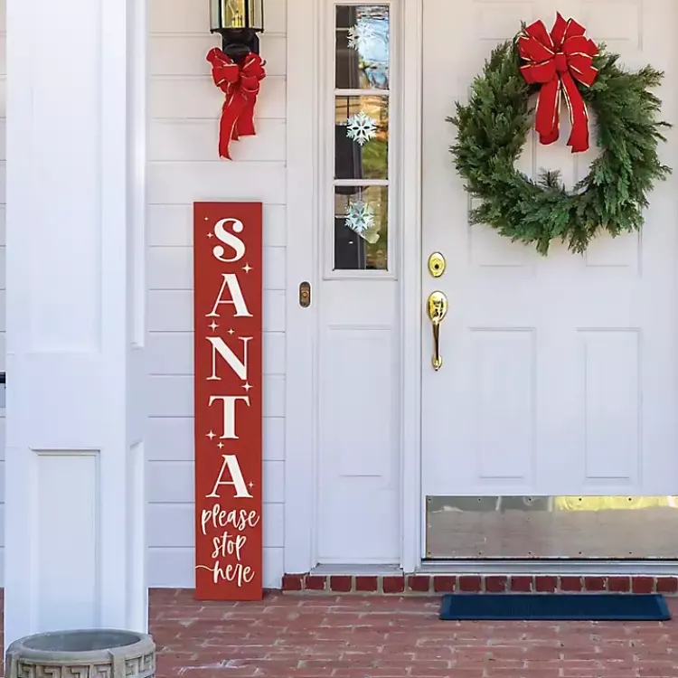 Outdoor Christmas Decorations>Kirklands Home Santa Please Stop Here Porch Board