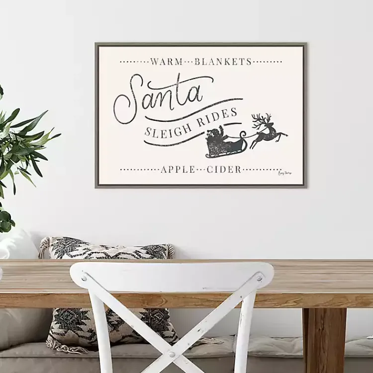 Christmas Art & Wall Decor>Kirklands Home Santa Sleigh Rides Gray Framed Canvas Art Print White