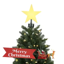Christmas Tree Decorations>Kirklands Home Santa's Sleigh with Banner Animated Tree Topper Multi