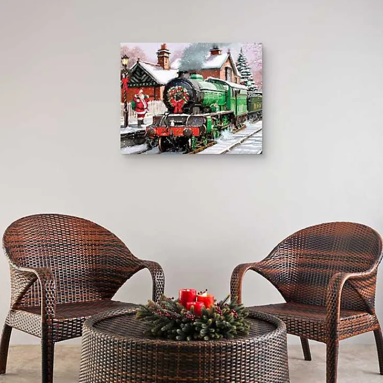 Christmas Art & Wall Decor>Kirklands Home Santa's Train Canvas Art Print