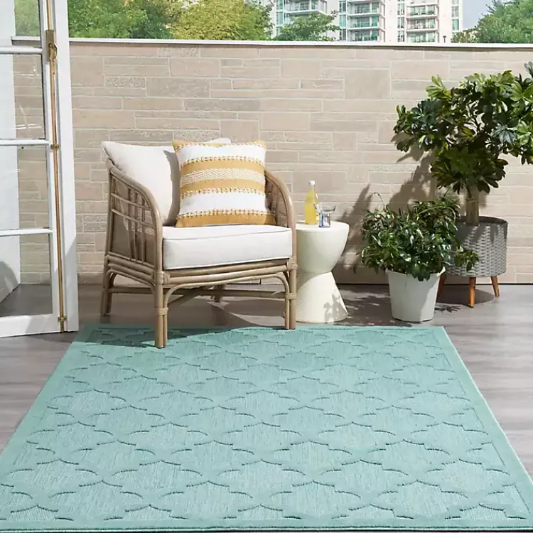 Kirklands Home Seaglass Trellis Outdoor Area Rug, 5x7 Clearance