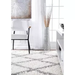 Kirklands Home Shanna Diamond Area Rug, 8x10 White Sale