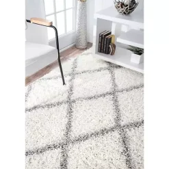 Kirklands Home Shanna Diamond Area Rug, 8x10 White Sale