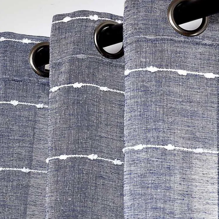 Kirklands Home Sheer Navy Striped Curtain Panel Set, 95 in. Blue Best